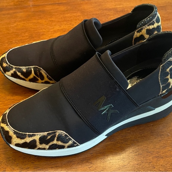 Michael Michael Kors Womens Felix Trainer Low Top Slip On, Black/Leopard - Picture 3 of 14